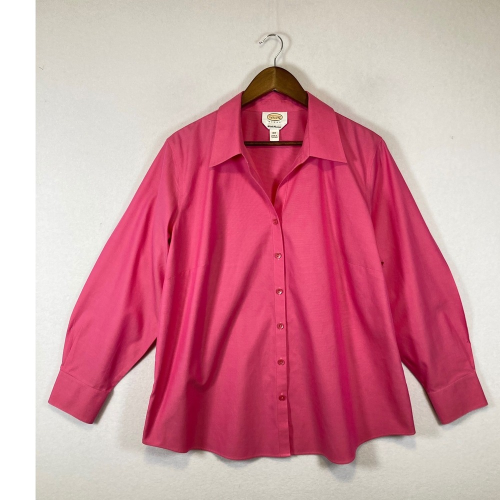 Office Barbiecore Talbots Woman Women 16W‎ Pink Wrinkle Resistant Cotton Shirt